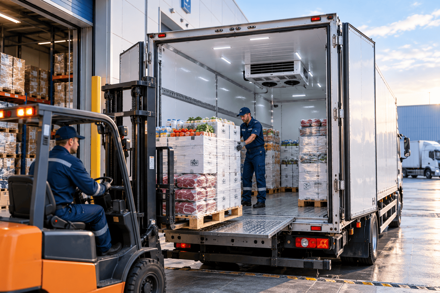 Погрузка охлаждённых продуктов в рефрижератор